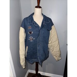 Vintage Tigger Disney Denim Bomber Jacket Large Insulated 68 Tigger State 90s